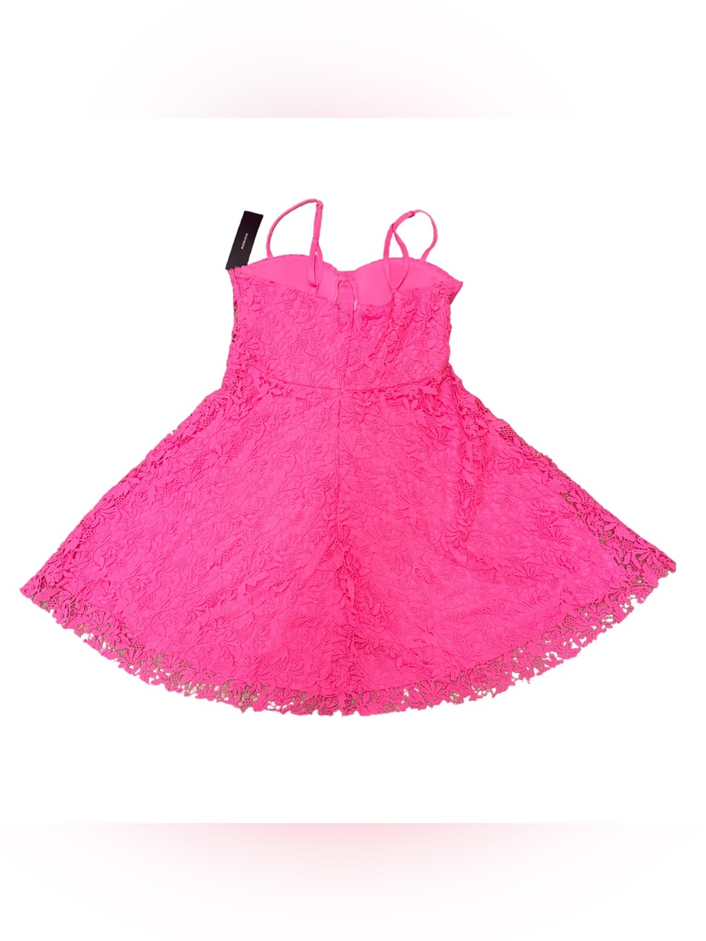 Lulu’s So Into You Hot Pink Crochet Lace Bustier Skater Dress-NWT-Small - Picture 6 of 10